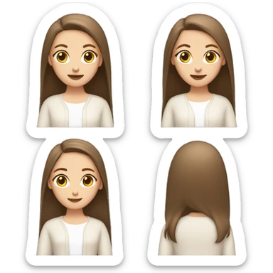 white girl, cardigan white, long straight brown hair sticker
