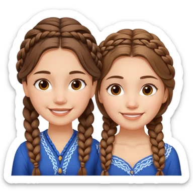 Russian duo girls with braided bohobrown hair sticker