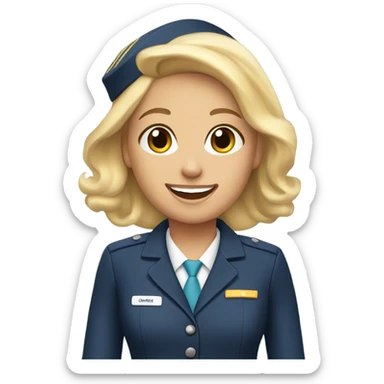 blonde hair girl smiling in flight attendant uniform  sticker
