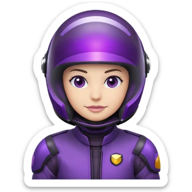 Créer un emoji avec une moto mt07 sport noir mate / violet iridescent très foncé. Avec une pilote dessus visière violet sombre faceless, bulle de la moto violet. Avec fond arrière violet, tenue complète casque inclus violet  sticker