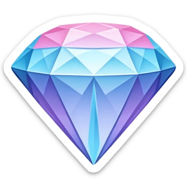 A cheerful diamond logo with a black outline and a smiling face, set against a pastel gradient of pink, blue, and lavender. Smaller diamonds surround it, forming a larger diamond pattern. Playful yet sleek, perfect for branding, digital media, without a face or mouth or anything sticker