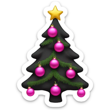 Black Christmas tree with pink ornaments  sticker