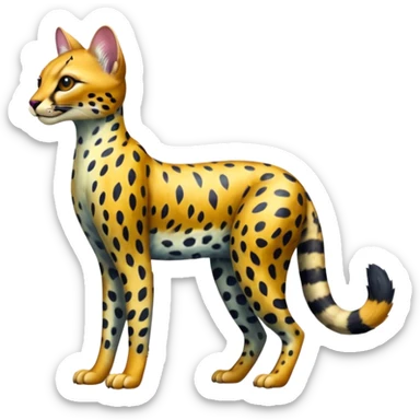 Colorful shiny Leopard-Caracal-Cheetah-Serval-Civet-Trico-Sergal-Vernid-fusion-hybrid-animal-creature, dull body sticker