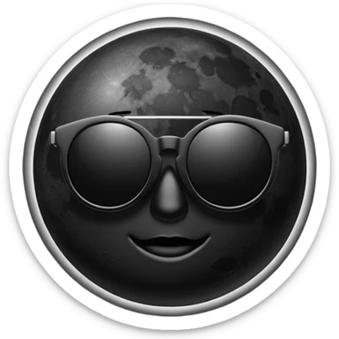 Black moon emoji with shades sticker
