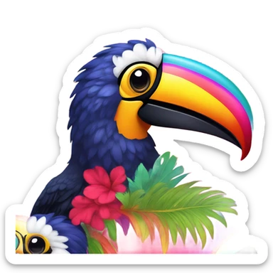 Lisa frank toucan with rainbow feathers sticker