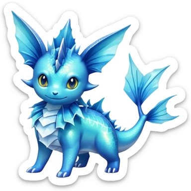 Shiny Exotic Colorful Vaporeon-Amaura-Aurorus-Fakémon-hybrid-creature (full body)  sticker