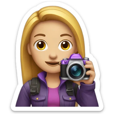 girl photographer-with-purple smartphone camera sticker