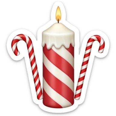 white candle with a candy cane sticker