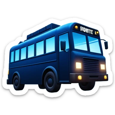 Fortnite battle bus signal projected in the night sky, similar to the bat signal but with the battle bus silhouette sticker