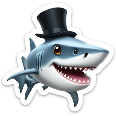 Shark with a top hat sticker