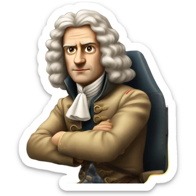 Isaac newton flying a jet sticker