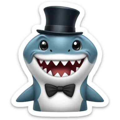 Shark with a top hat sticker
