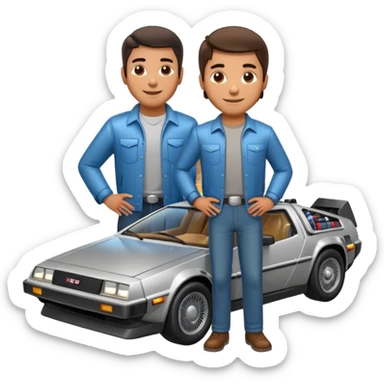 Hispanic man with delorean in background  sticker