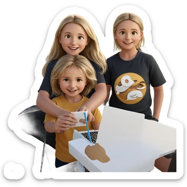 girls enjoying a sunny day sticker