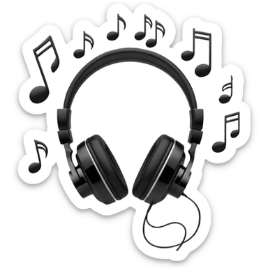 wired headphones with notes around sticker