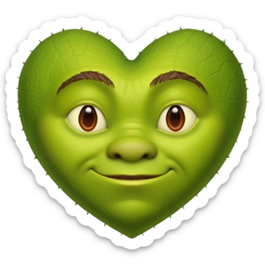 heart emoji but shrek style sticker
