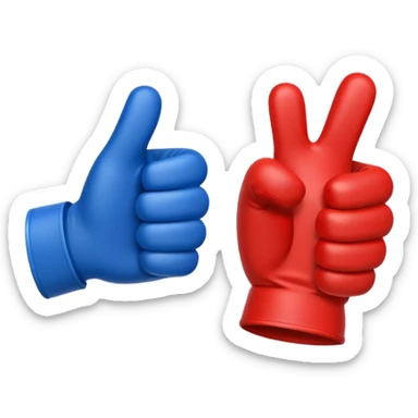 #1 glove thumbs up in blue (#00A3E0) and red (#F9423A)  sticker