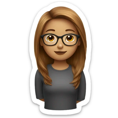 Hazelnut hair girl with brown glasses sticker