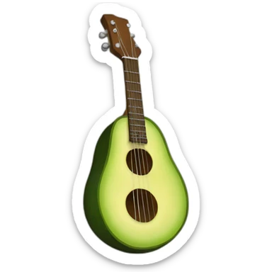 avocado half cut, playing a guitar sticker