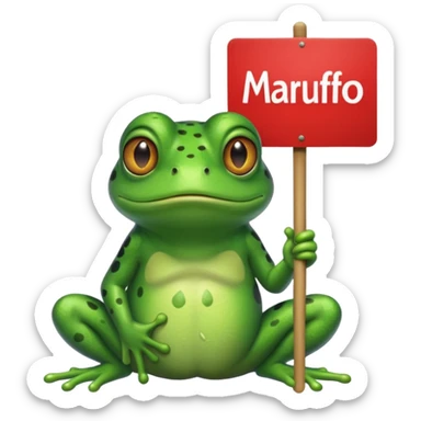 concerned frog holding a sign that says 'Marrufo' sticker
