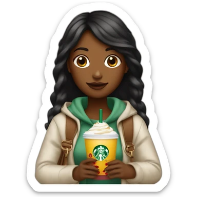 Starbucks cup cold drink with long girl with Lv Bag sticker