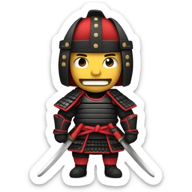 a samurai with black and red armour sticker