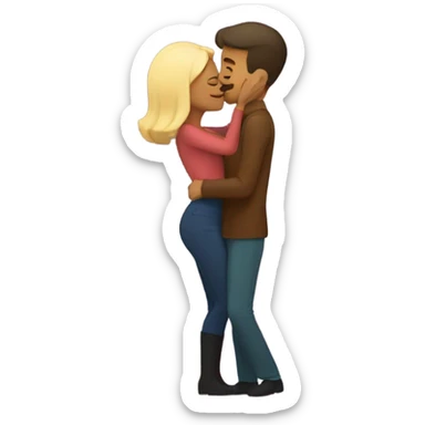 Woman kissing man on cheek and saying happy new year sticker