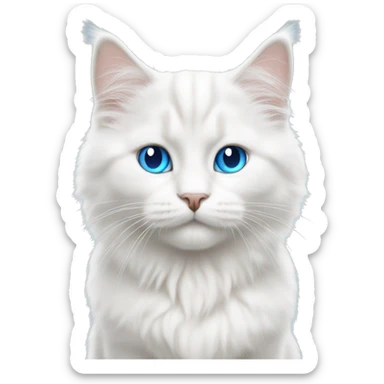 White siberian cat whit blue eyes kitten walking  sticker