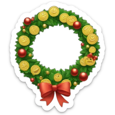 christmas-wreath coins sticker
