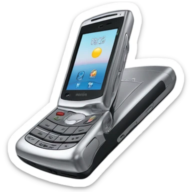 highly detailed closed silver Motorola Razr V3 2004, showcasing the iconic sleek clamshell design at a three-quarter angle sticker