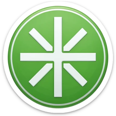 pure white plus sign centered on a solid green circle, apple emoji style, slightly thicker plus sign sticker