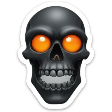 black skull, orange eye sockets, muscular jaw sticker