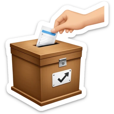 ballot box with voting slip being inserted sticker