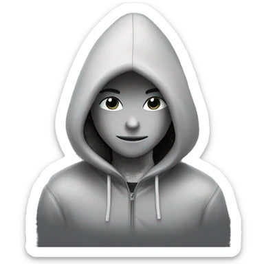 grayscale mysterious hooded boy in gloves sticker