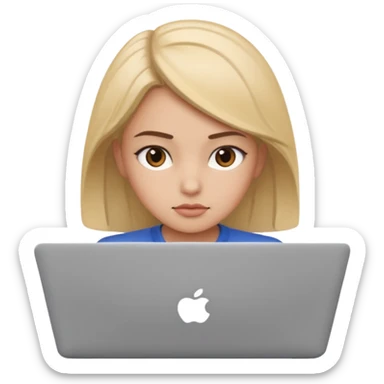 create an emoji where a girl is reading or working on laptop for focus task sticker