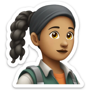 a migrant young female worker sticker