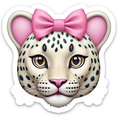 White leopard head with pink bow sticker