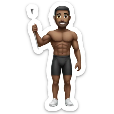 A tall, muscular man holding a Palestinian flag  sticker