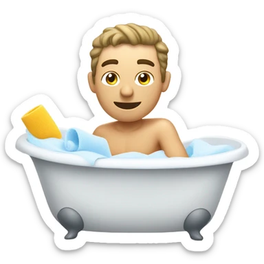 white man bathing with washcloth and soapy bucket sticker