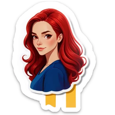 Realistic european woman with long red ombré  hair sticker