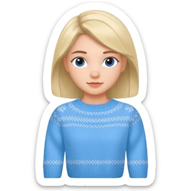 sky-blue knitted wool sweater, round neck, Girl's wear. sticker