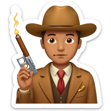 Mafia holding cigar and gun sticker