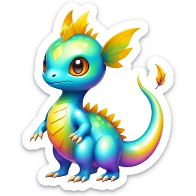Exotic tropical shiny rare colorful epic cute Fakémon-creature, full body, with random markings sticker