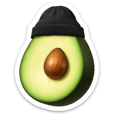 Avocado with a black beanie sticker