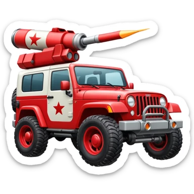 Red And White Jeep With Missle Launcher sticker