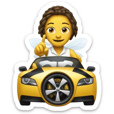 Bee driving a holding a wheel of white Audi  sticker
