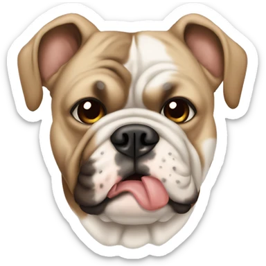 The Foancuzky bulldog is beige in color with brown spots on the muzzle sticker