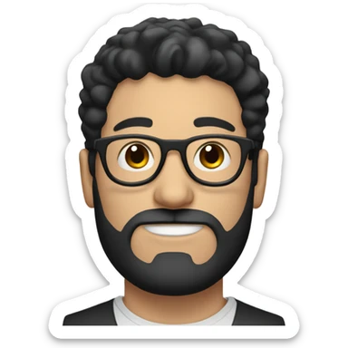 Brunette guy with circle beard; glasses; black hair sticker
