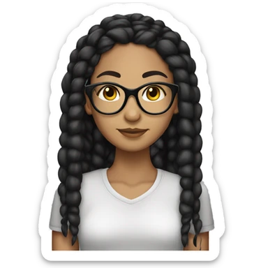 lightskin girl with glasses and black braids with long lashes sticker