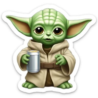 Bébé Yoda en train de boire une bière sticker